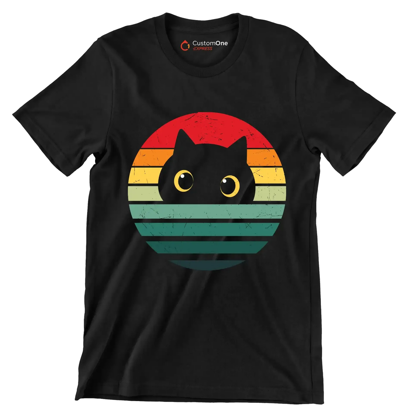 Retro Cat Vintage Cat - Cat Themed T-Shirt-Black-S-Custom One Express