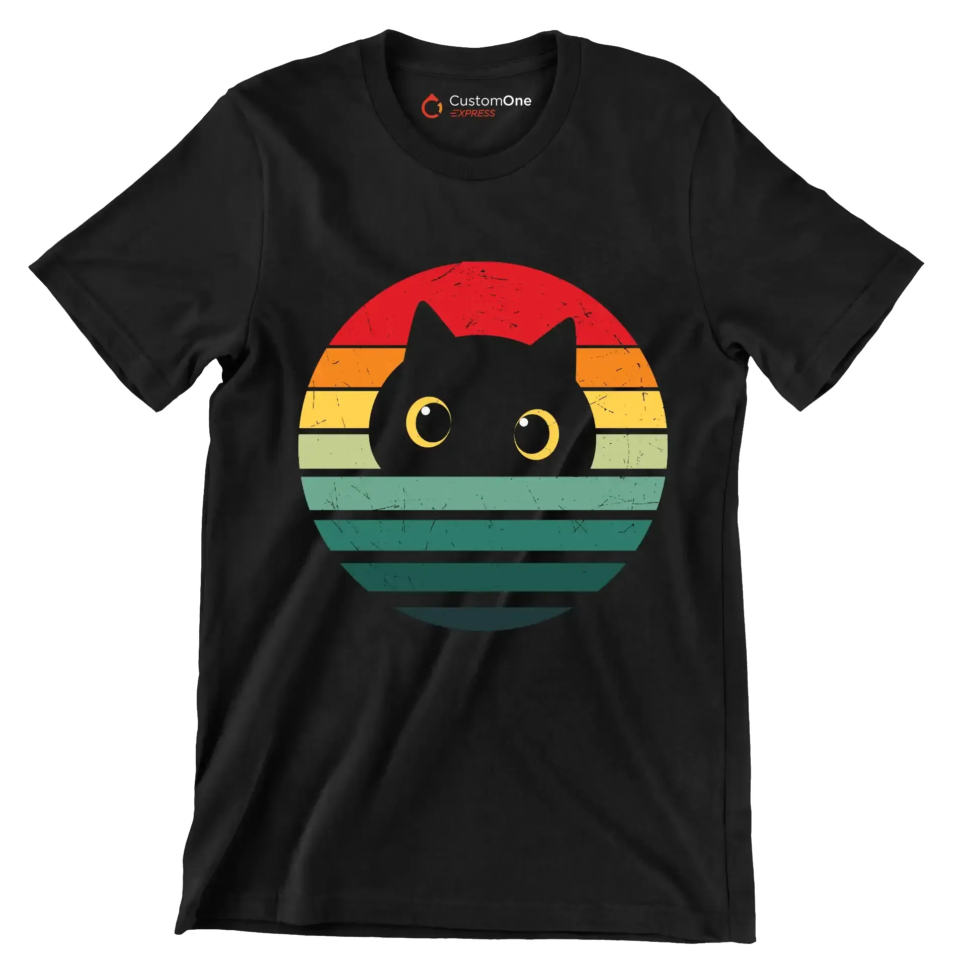 Retro Cat Vintage Cat - Cat Themed T-Shirt-Black-S-Custom One Express