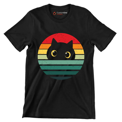 Retro Cat Vintage Cat - Cat Themed T-Shirt-Black-S-Custom One Express