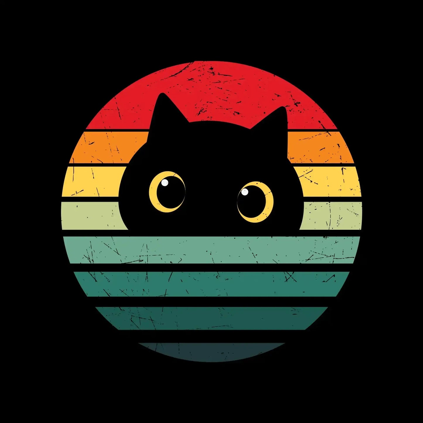 Retro Cat Vintage Cat - Cat Themed T-Shirt-Black-S-Custom One Express
