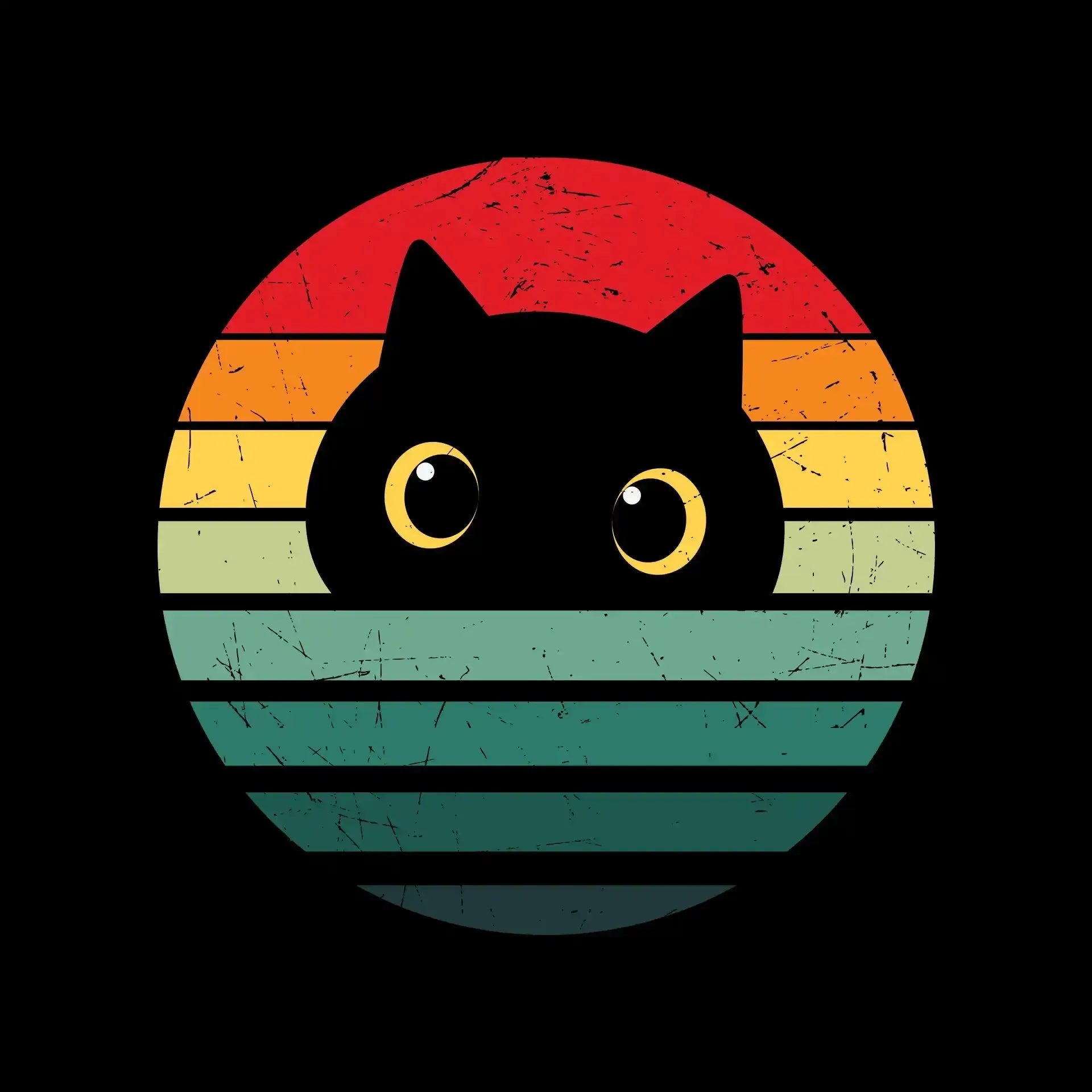 Retro Cat Vintage Cat - Cat Themed T-Shirt-Black-S-Custom One Express