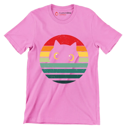 Retro Cat Vintage Cat - Cat Themed T-Shirt-Pink-S-Custom One Express