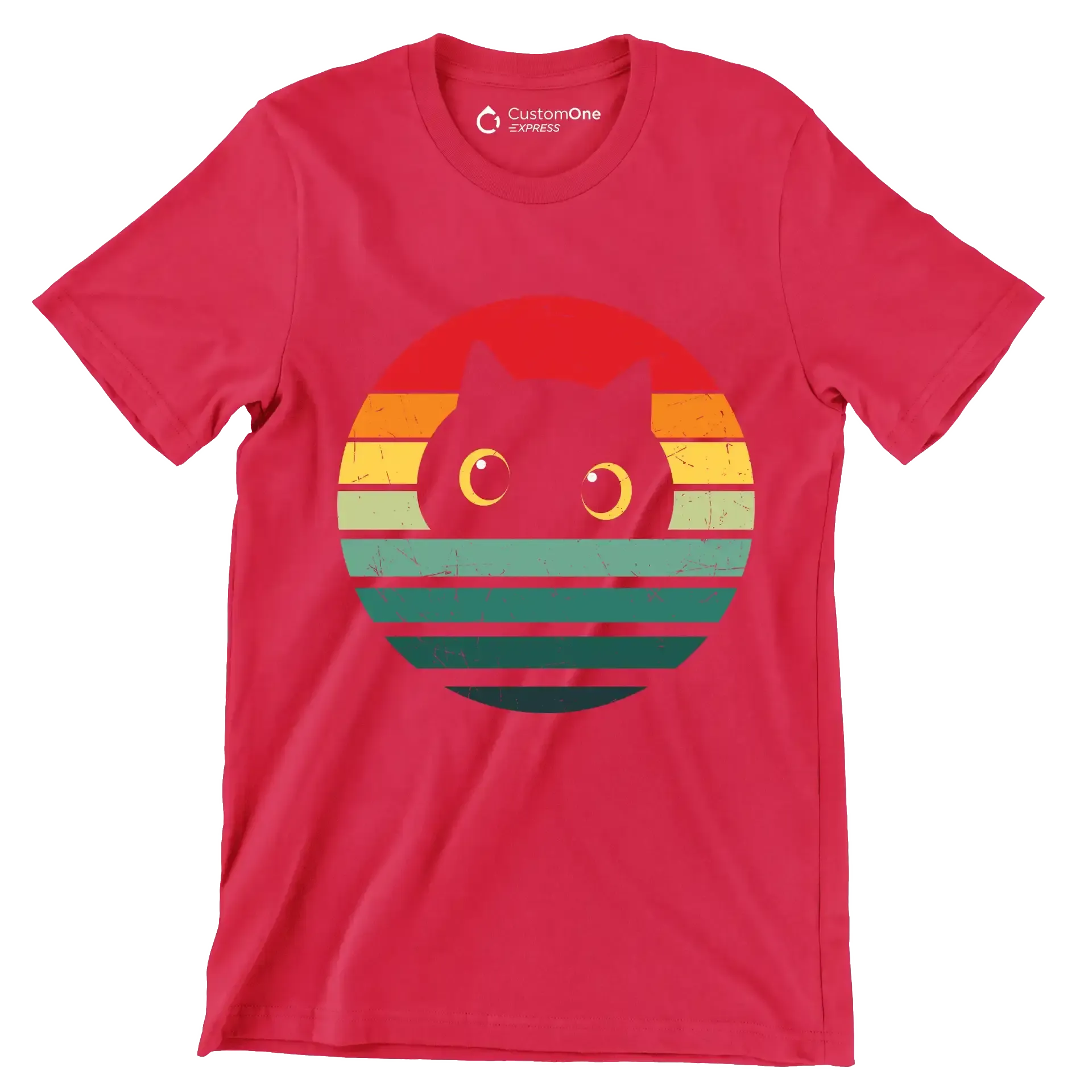 Retro Cat Vintage Cat - Cat Themed T-Shirt-Red-S-Custom One Express