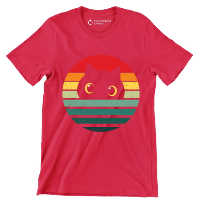 Retro Cat Vintage Cat - Cat Themed T-Shirt-Red-S-Custom One Express