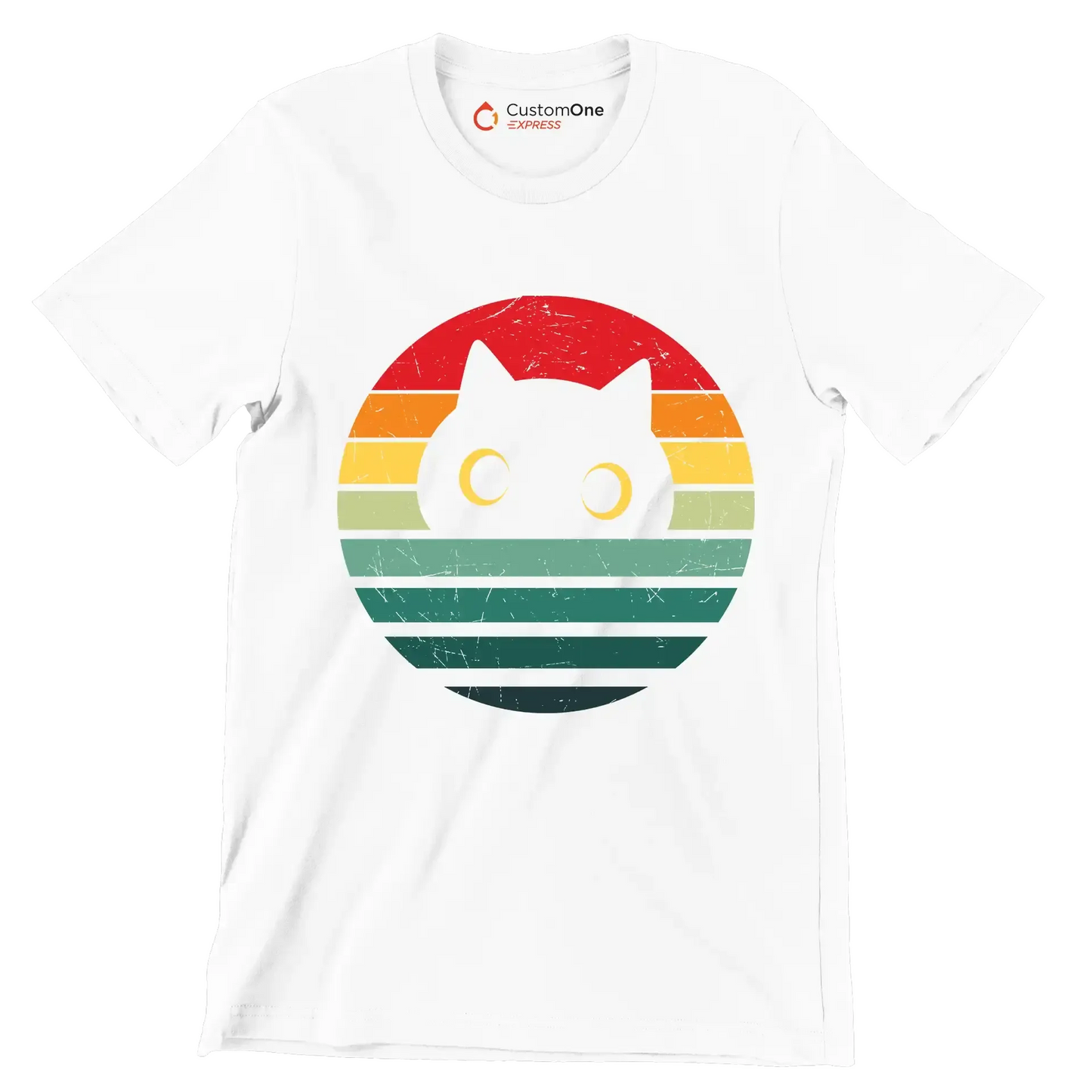 Retro Cat Vintage Cat - Cat Themed T-Shirt-White-S-Custom One Express