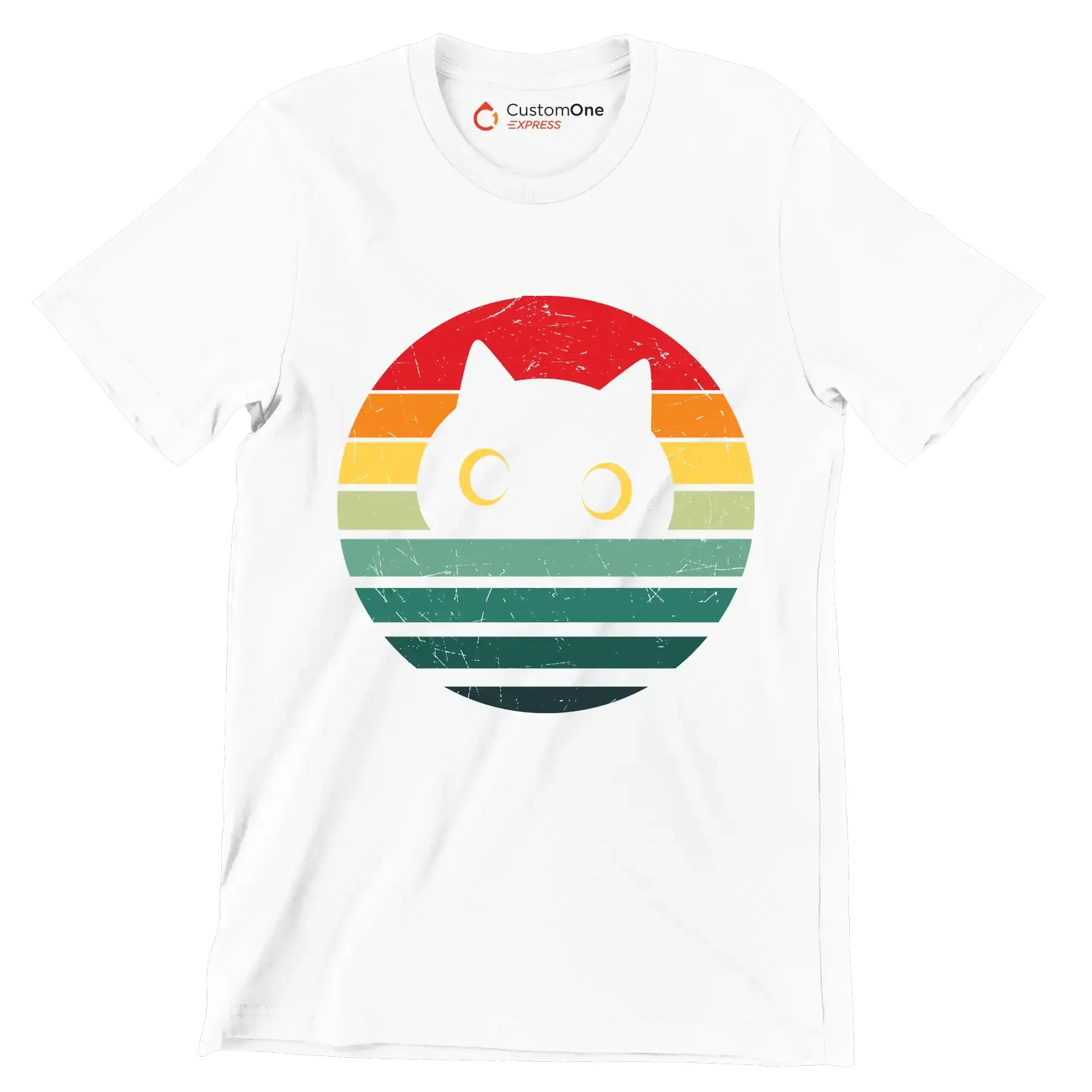 Retro Cat Vintage Cat - Cat Themed T-Shirt-White-S-Custom One Express