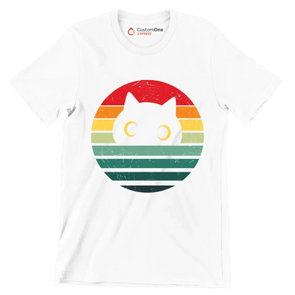 Retro Cat Vintage Cat - Cat Themed T-Shirt-White-S-Custom One Express