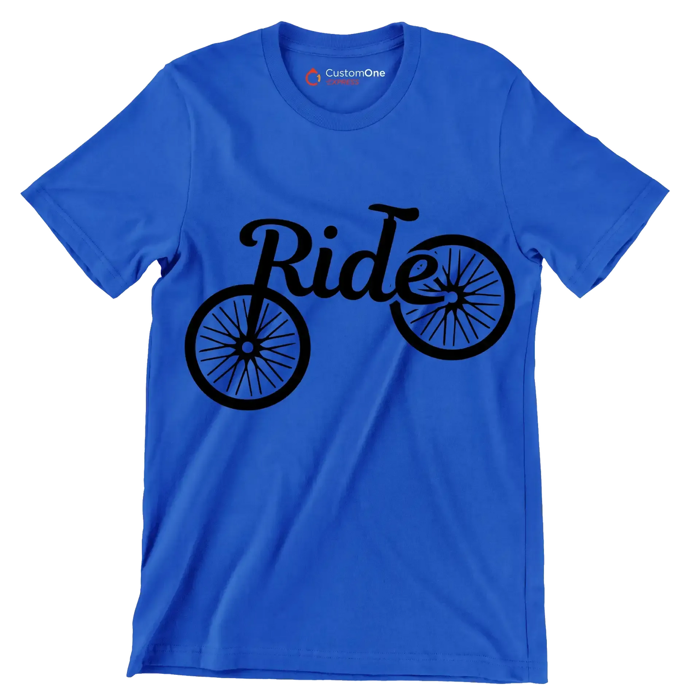 Ride - Bicycle Themed T-Shirt-Blue-S-Custom One Express