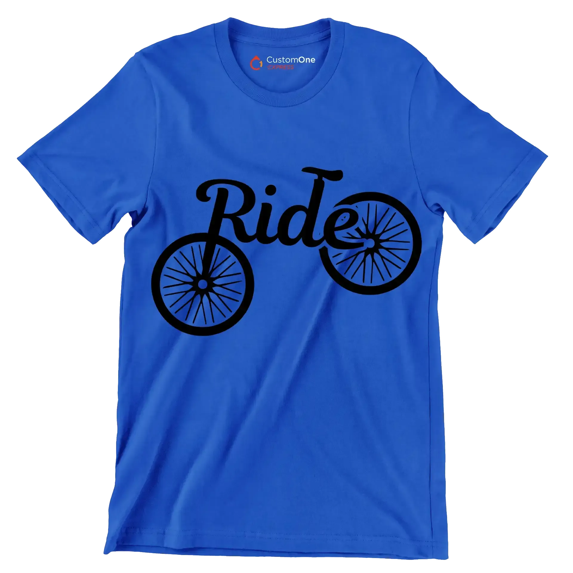 Ride - Bicycle Themed T-Shirt-Blue-S-Custom One Express