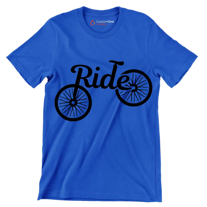 Ride - Bicycle Themed T-Shirt-Blue-S-Custom One Express