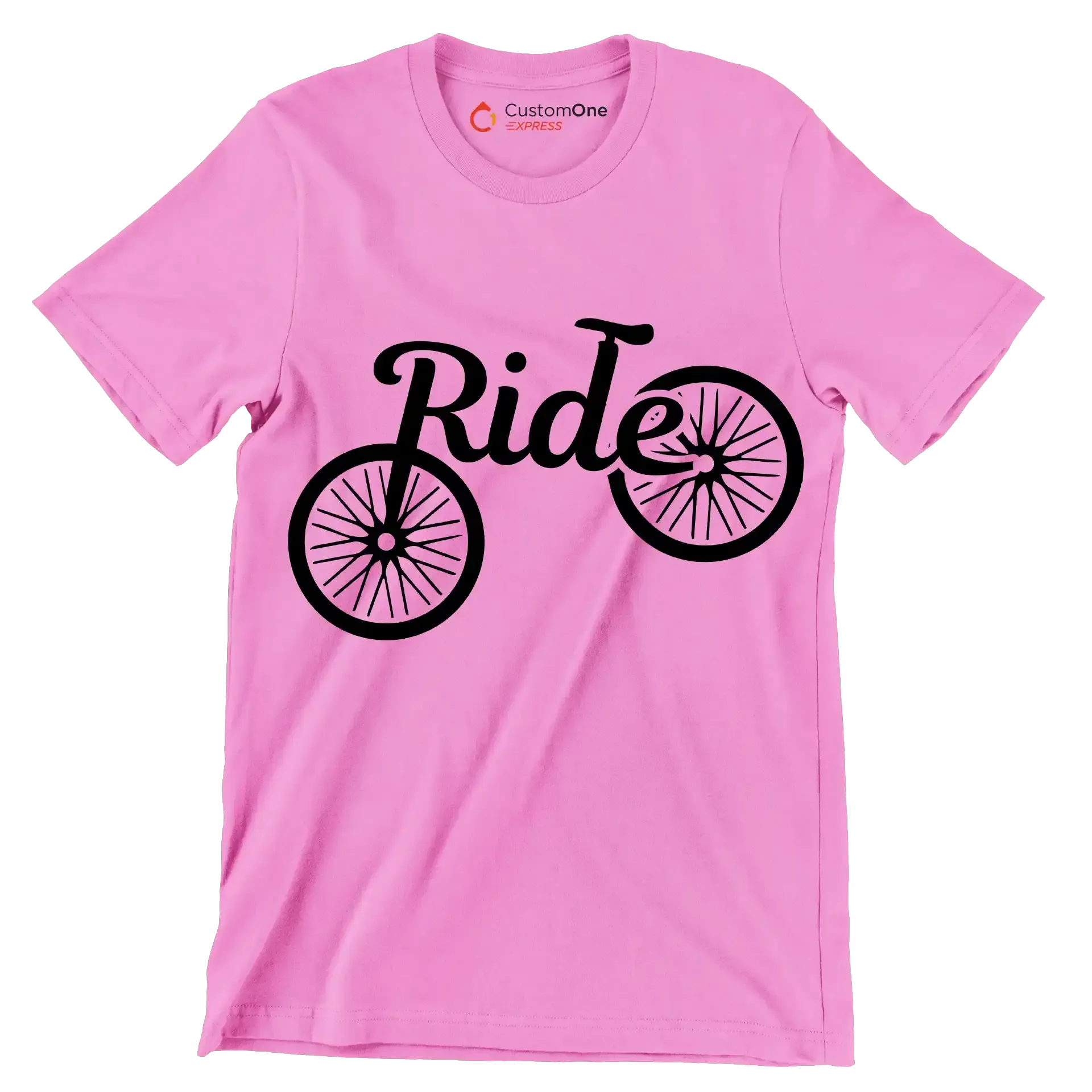 Ride - Bicycle Themed T-Shirt-Pink-S-Custom One Express
