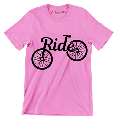 Ride - Bicycle Themed T-Shirt-Pink-S-Custom One Express