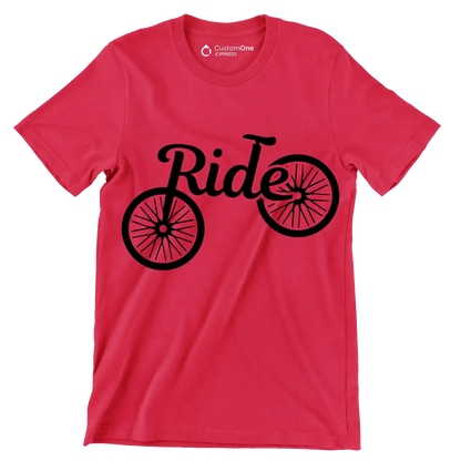 Ride - Bicycle Themed T-Shirt-Red-S-Custom One Express