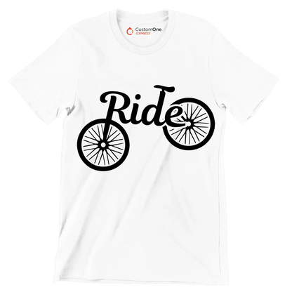 Ride - Bicycle Themed T-Shirt-White-S-Custom One Express