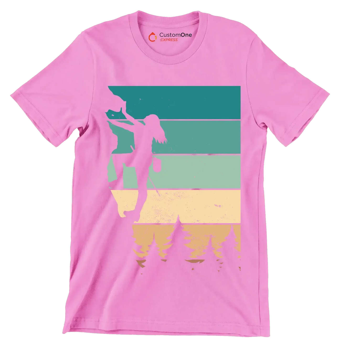 Rock Climbing Adventure T-Shirt – Reach New Heights - Hiking Themed T-Shirt-Pink-S-Custom One Express