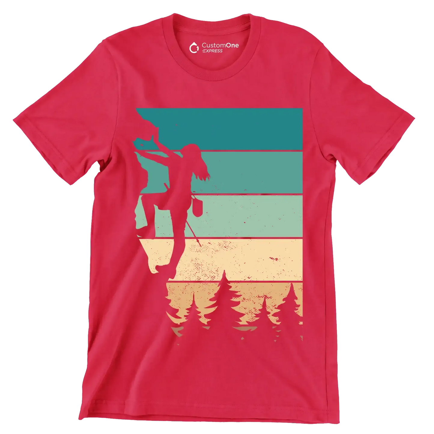 Rock Climbing Adventure T-Shirt – Reach New Heights - Hiking Themed T-Shirt-Red-S-Custom One Express
