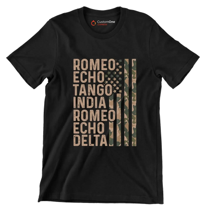 Romeo echo tango india romeo echo delta - Retirement Themed T-Shirt-Black-S-Custom One Express
