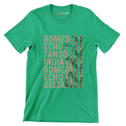 Romeo echo tango india romeo echo delta - Retirement Themed T-Shirt-Green-S-Custom One Express
