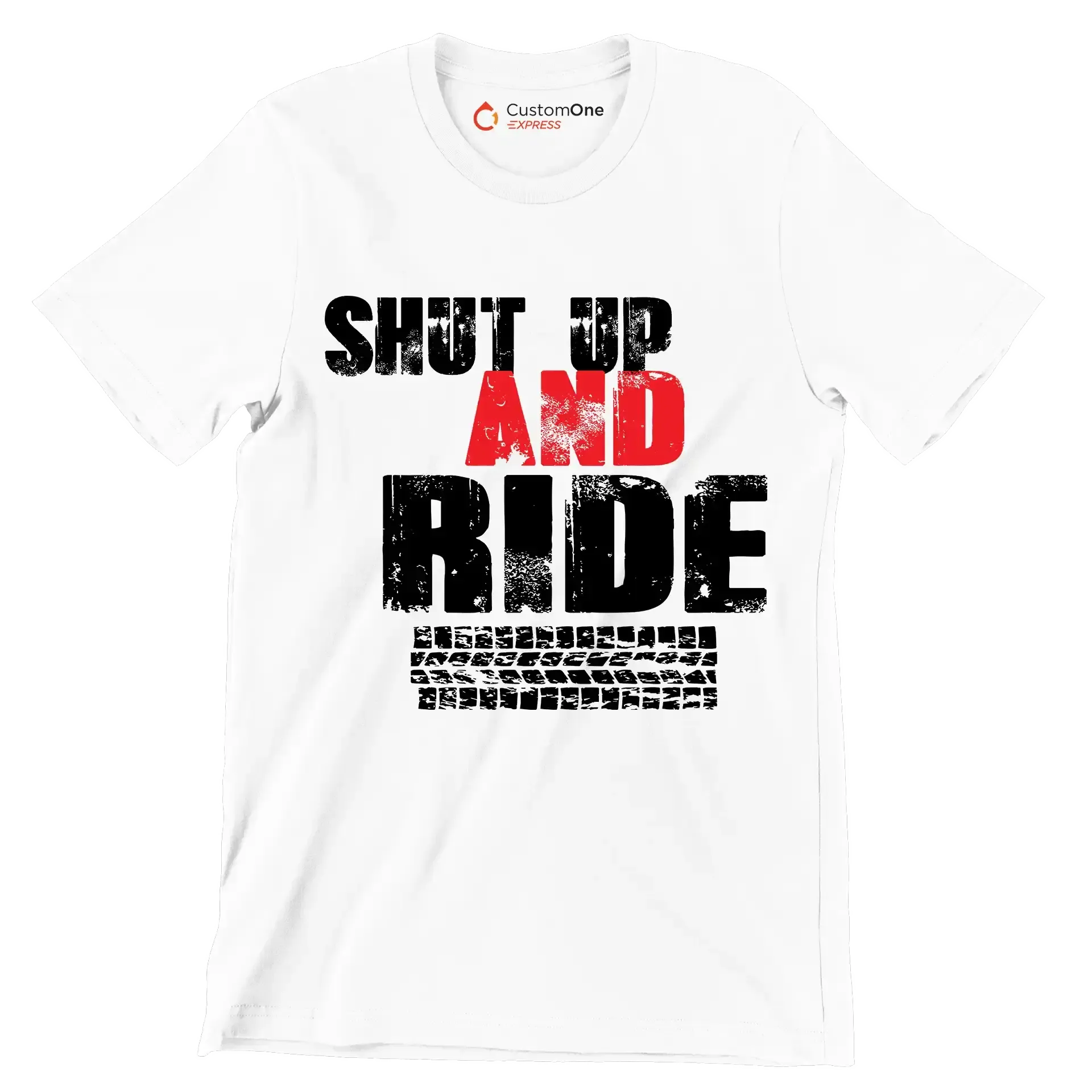 SHUT UP AND RIDE - Bicycle Themed T-Shirt-White-S-Custom One Express