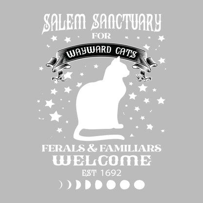 Salem sanctuary for wayward cats ferals & familiars welcome est 1692 - Cat Themed T-Shirt-Black-S-Custom One Express