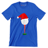 Santa Golf Ball on Tee - Golf Themed T-Shirt-Blue-S-Custom One Express