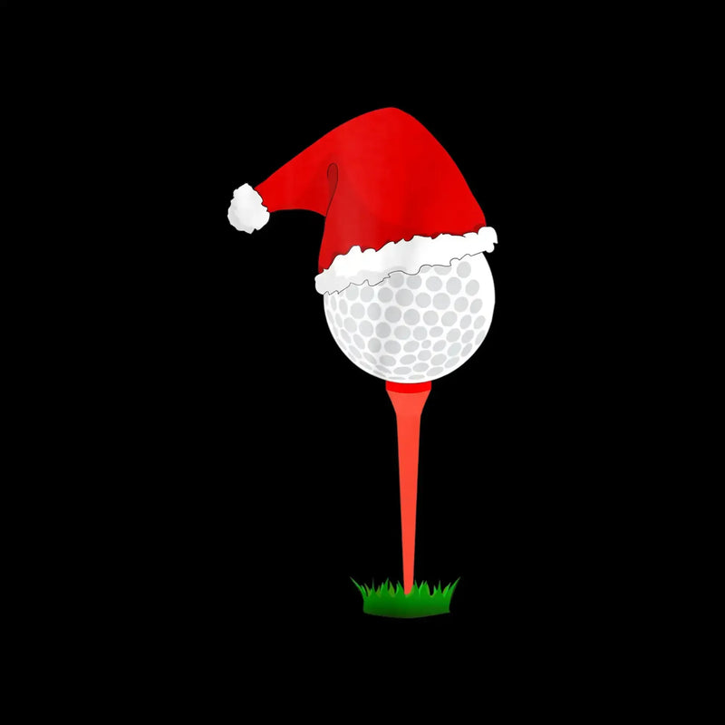 Santa Golf Ball on Tee - Golf Themed T-Shirt-Black-S-Custom One Express