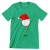 Santa Golf Ball on Tee - Golf Themed T-Shirt-Green-S-Custom One Express