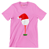 Santa Golf Ball on Tee - Golf Themed T-Shirt-Pink-S-Custom One Express