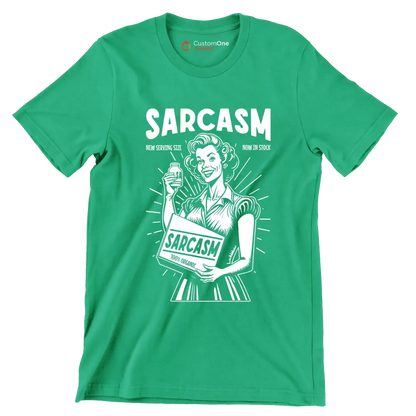 Sarcasm new serving size now in stock 100% organic - Retro Themed T-Shirt-Green-S-Custom One Express