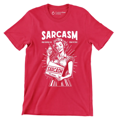 Sarcasm new serving size now in stock 100% organic - Retro Themed T-Shirt-Red-S-Custom One Express
