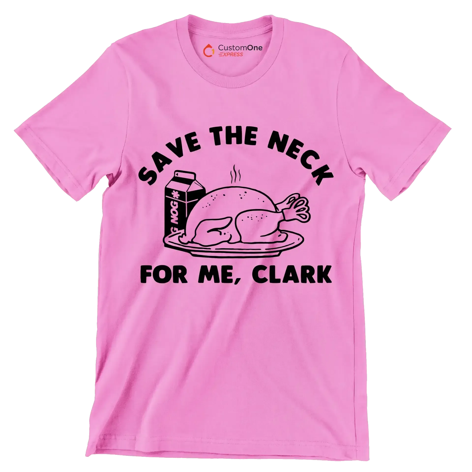 Save The Neck For Me, Clark - Thanksgiving Themed T-Shirt-Pink-S-Custom One Express