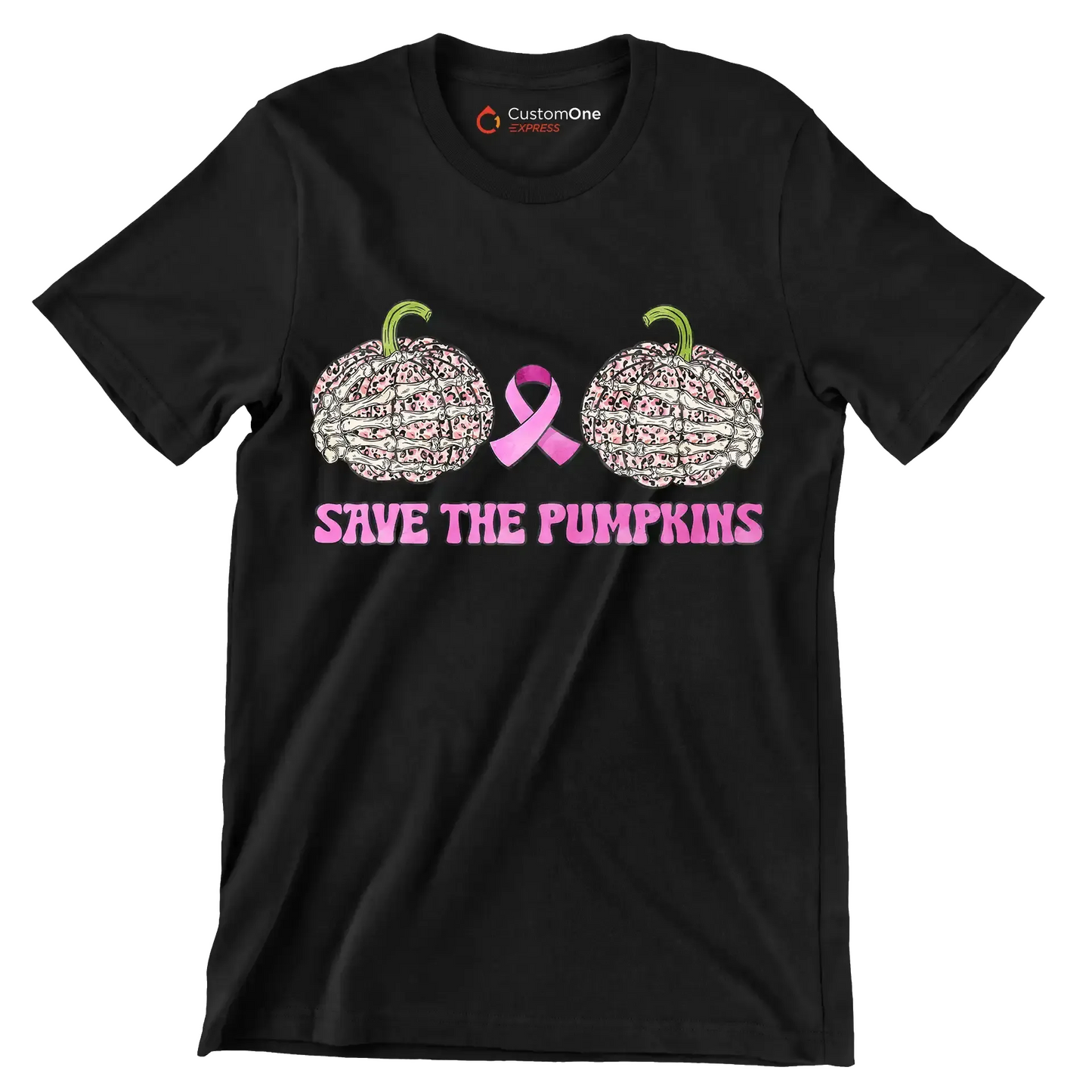 Save The Pimpkins - Breast Cancer Awareness T-Shirt-Black-S-Custom One Express