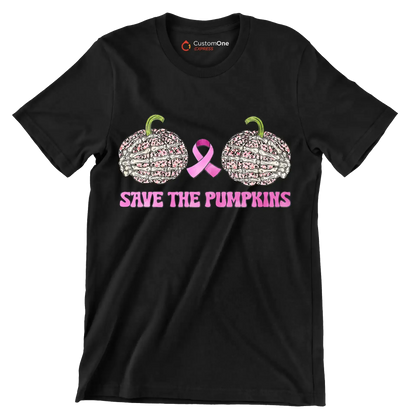 Save The Pimpkins - Breast Cancer Awareness T-Shirt-Black-S-Custom One Express