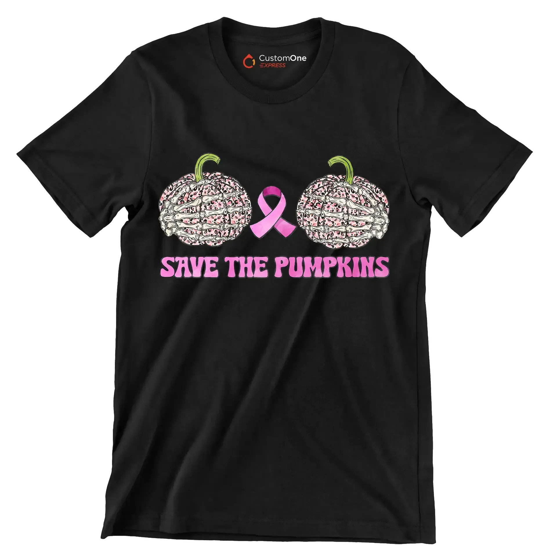 Save The Pimpkins - Breast Cancer Awareness T-Shirt-Black-S-Custom One Express