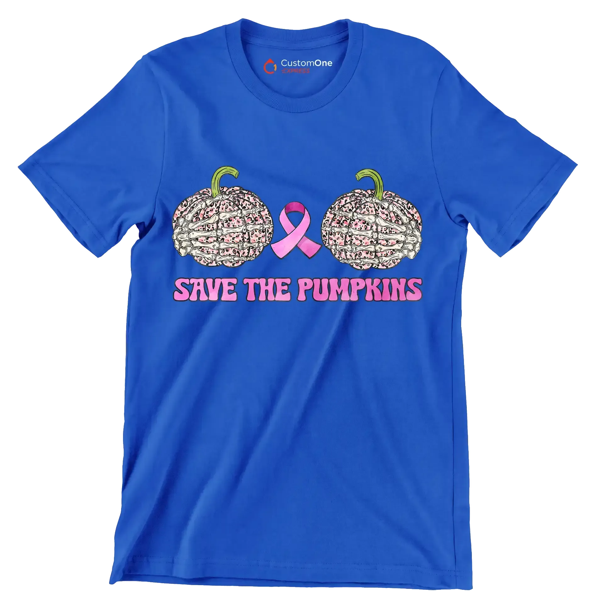 Save The Pimpkins - Breast Cancer Awareness T-Shirt-Blue-S-Custom One Express
