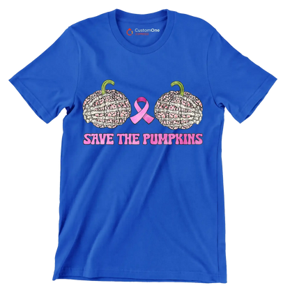 Save The Pimpkins - Breast Cancer Awareness T-Shirt-Blue-S-Custom One Express