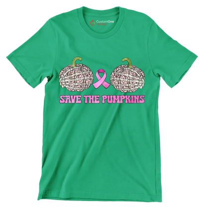 Save The Pimpkins - Breast Cancer Awareness T-Shirt-Green-S-Custom One Express