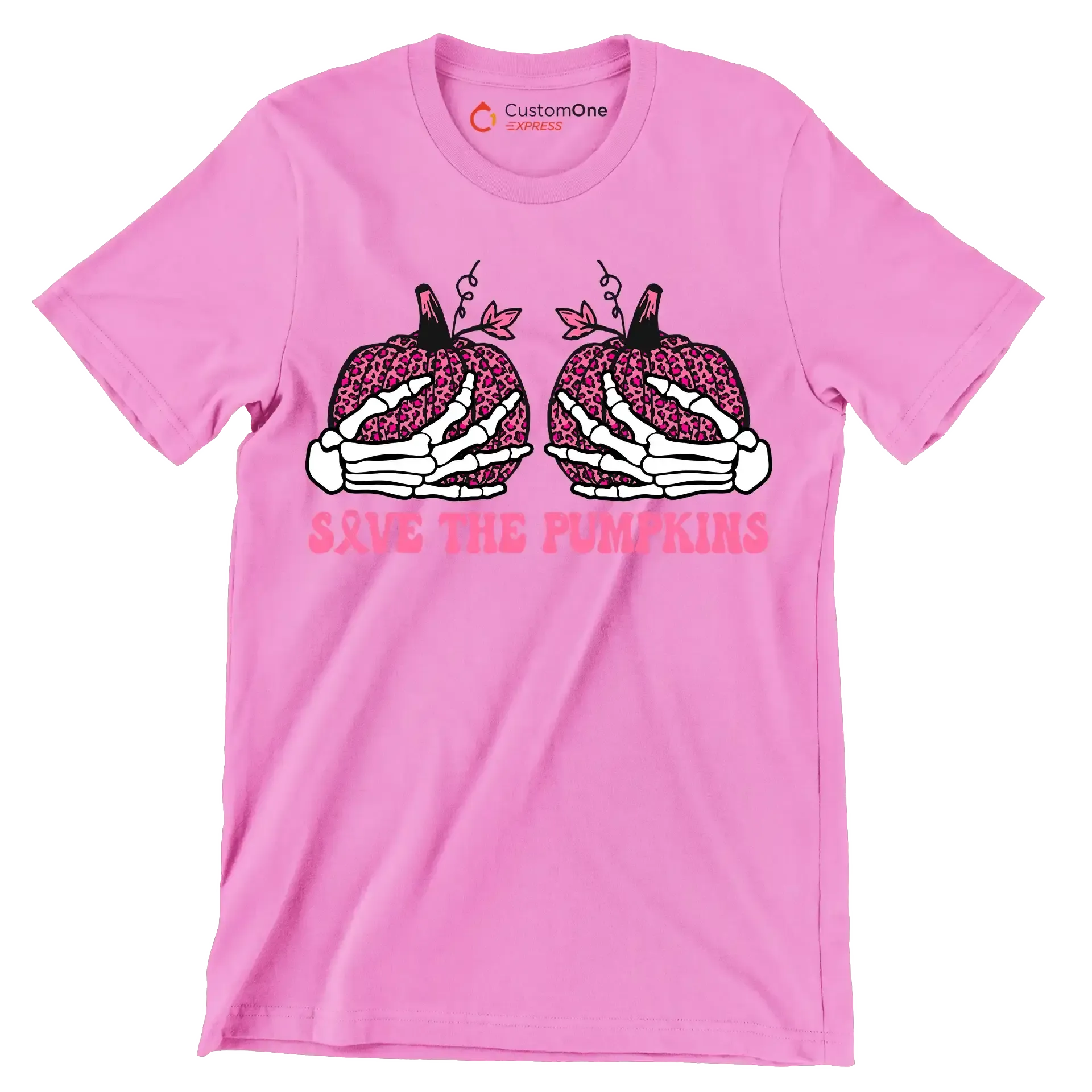 Save The Pumpkins - Breast Cancer Awareness T-Shirt-Pink-S-Custom One Express