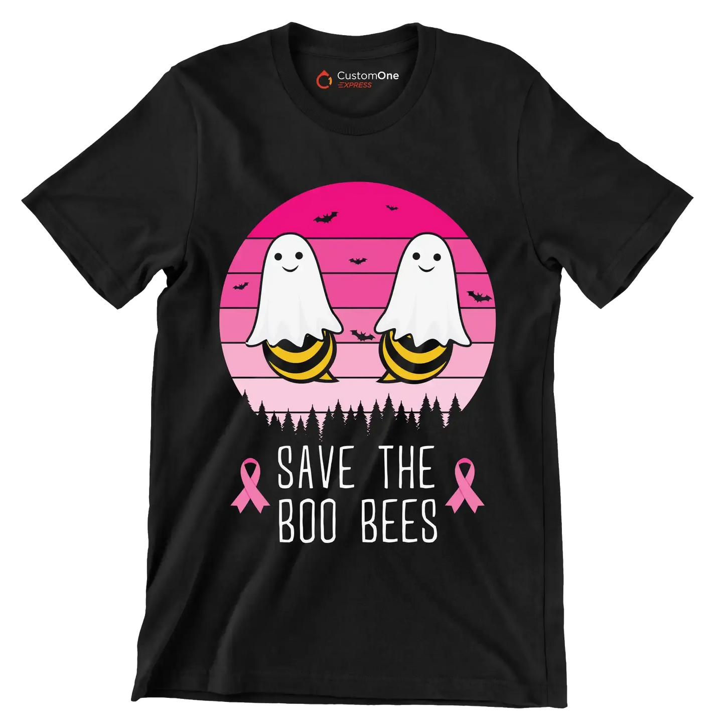 Save the BOO BEES - Breast Cancer Awareness T-Shirt-Black-S-Custom One Express
