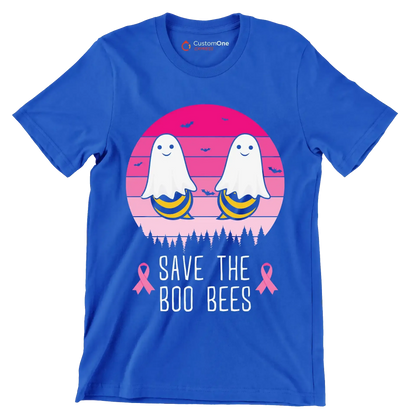 Save the BOO BEES - Breast Cancer Awareness T-Shirt-Blue-S-Custom One Express