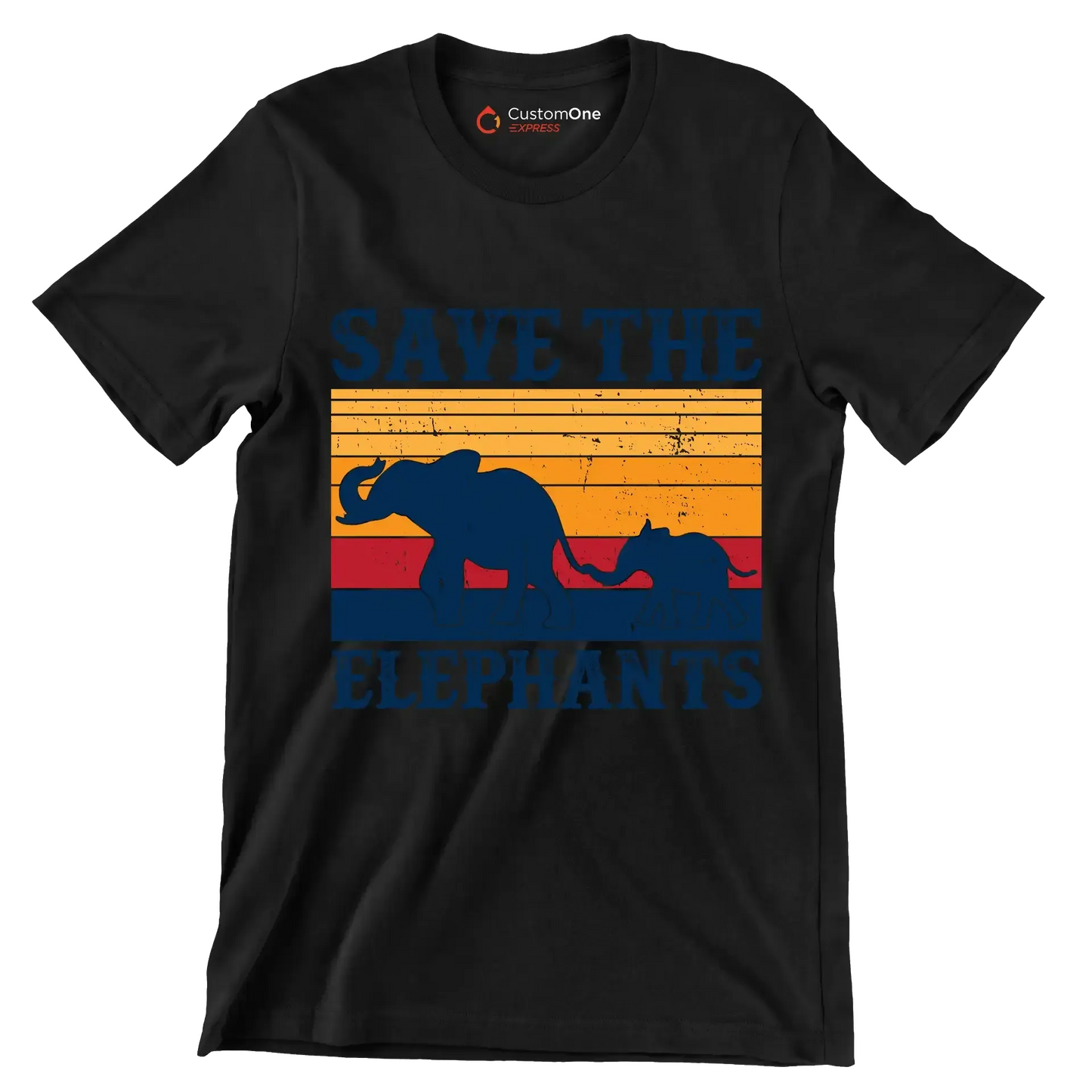 Save the Elephants - Vegan Themed T-Shirt-Black-S-Custom One Express