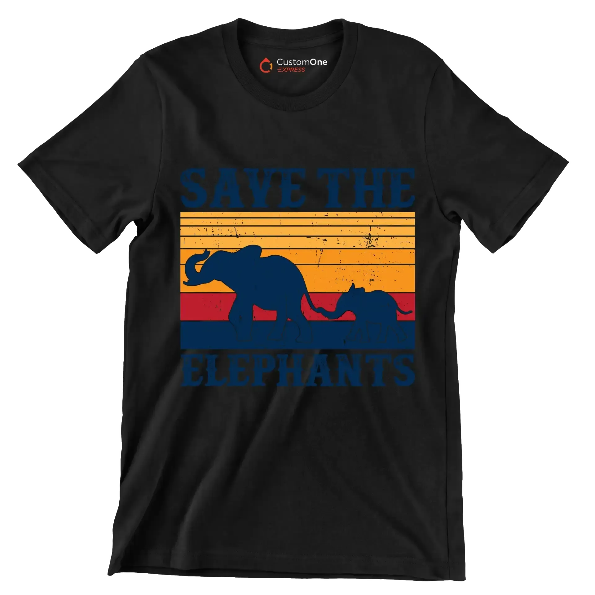 Save the Elephants - Vegan Themed T-Shirt-Black-S-Custom One Express