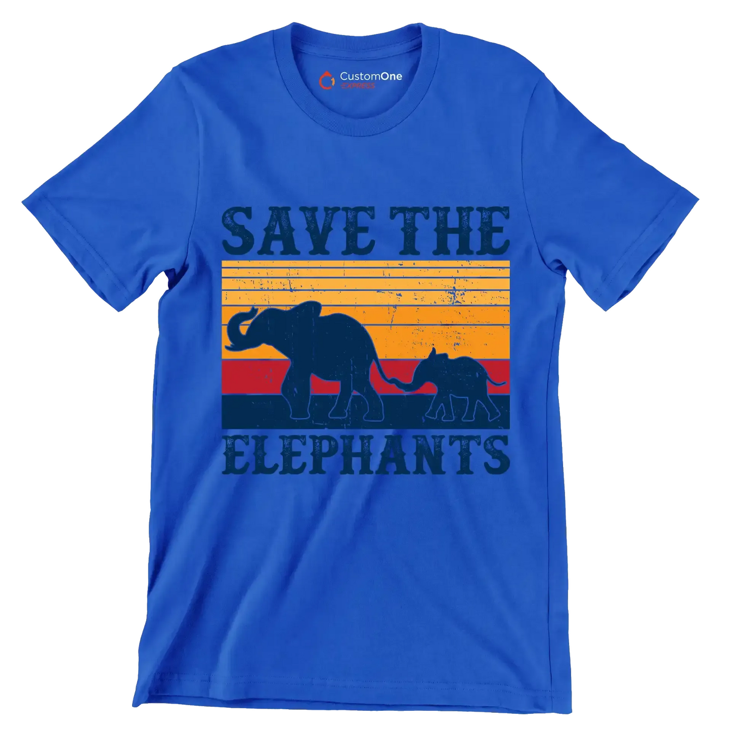 Save the Elephants - Vegan Themed T-Shirt-Blue-S-Custom One Express