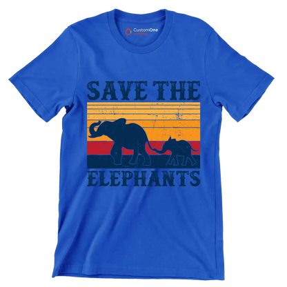 Save the Elephants - Vegan Themed T-Shirt-Blue-S-Custom One Express