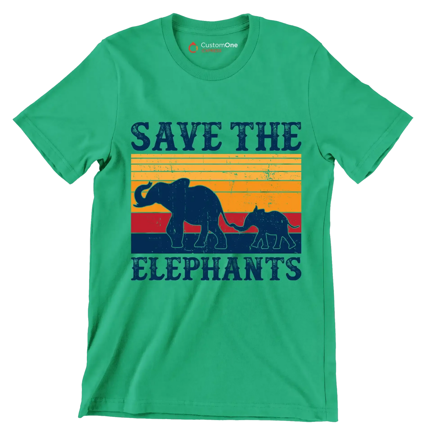 Save the Elephants - Vegan Themed T-Shirt-Green-S-Custom One Express