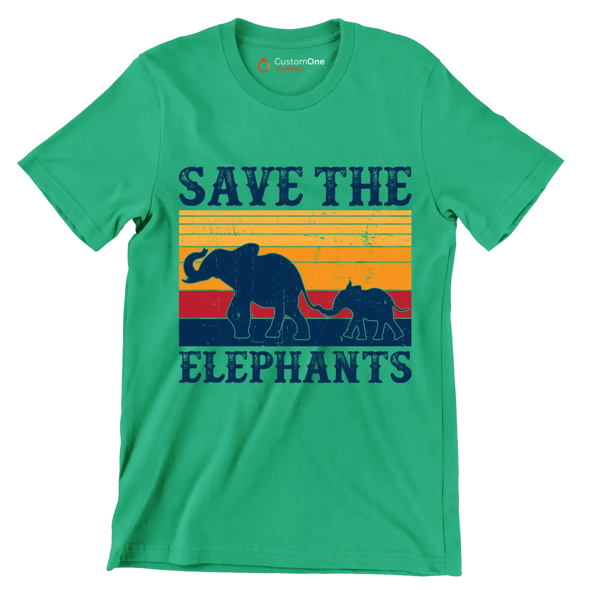 Save the Elephants - Vegan Themed T-Shirt-Green-S-Custom One Express