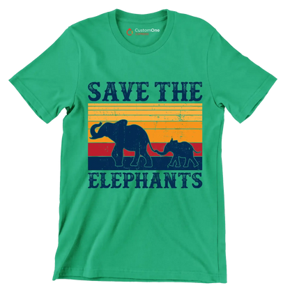 Save the Elephants - Vegan Themed T-Shirt-Green-S-Custom One Express