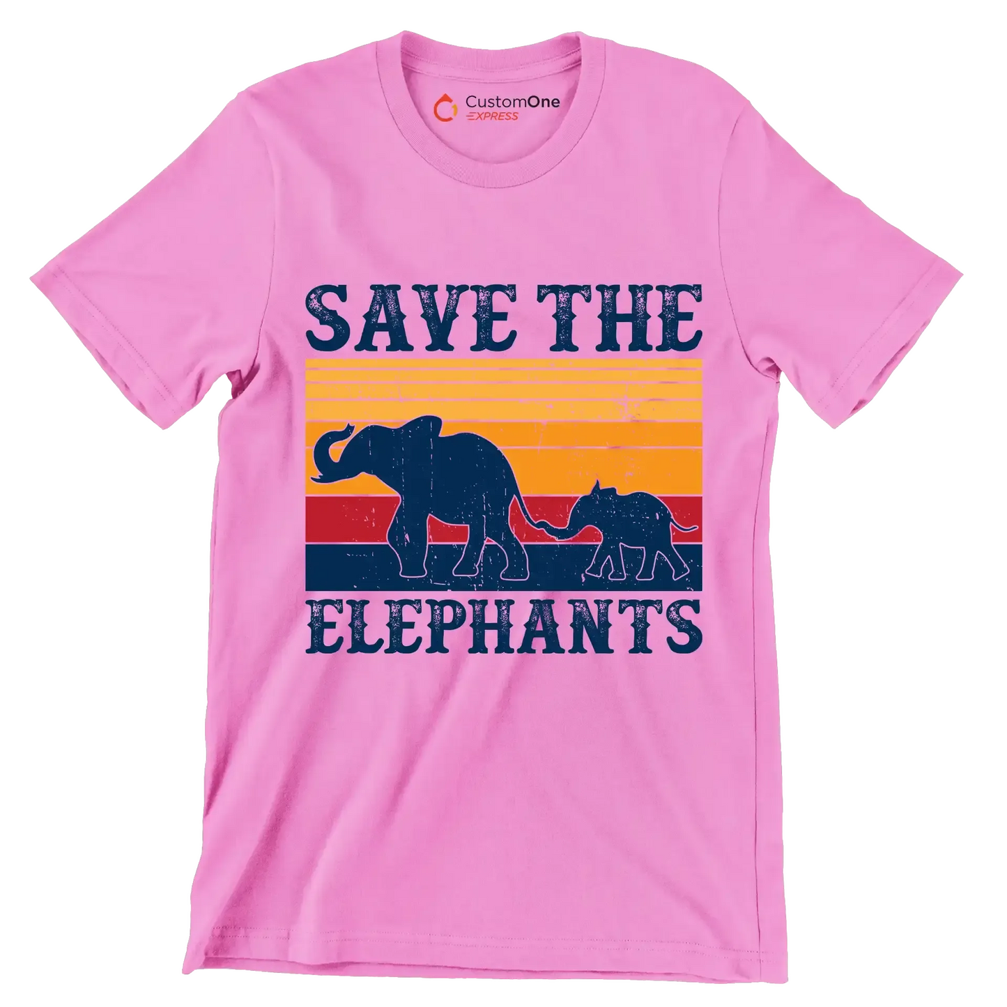 Save the Elephants - Vegan Themed T-Shirt-Pink-S-Custom One Express