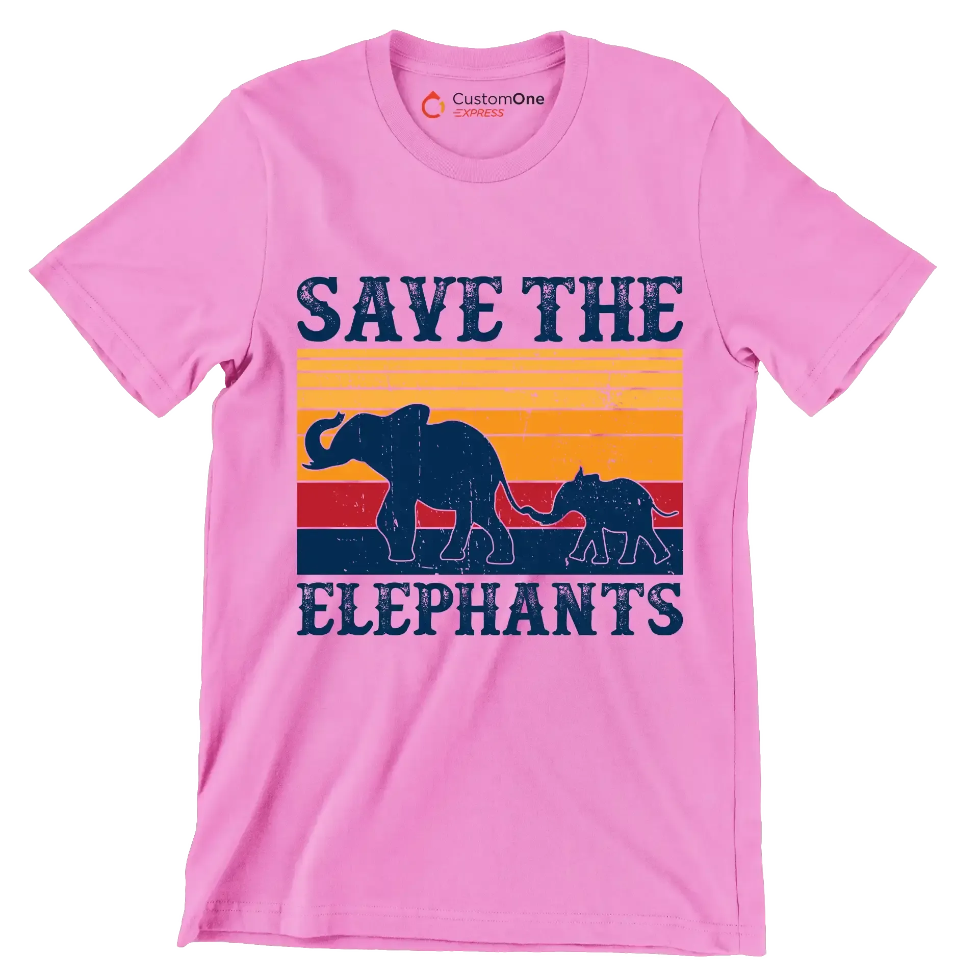Save the Elephants - Vegan Themed T-Shirt-Pink-S-Custom One Express