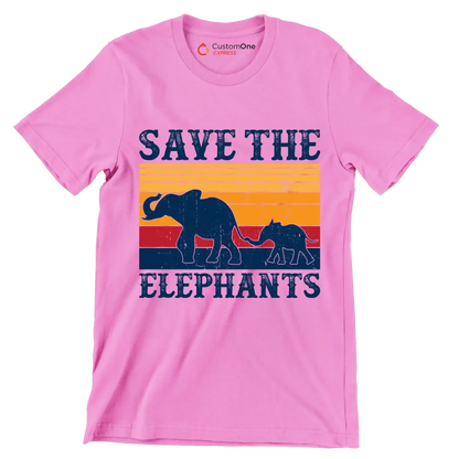 Save the Elephants - Vegan Themed T-Shirt-Pink-S-Custom One Express